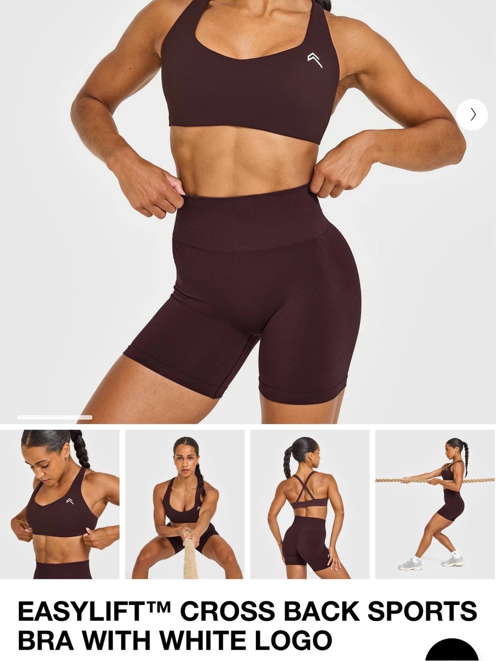 Oner Active EasyLift™ Cross Back Sports Bra in Plum Brown Medium